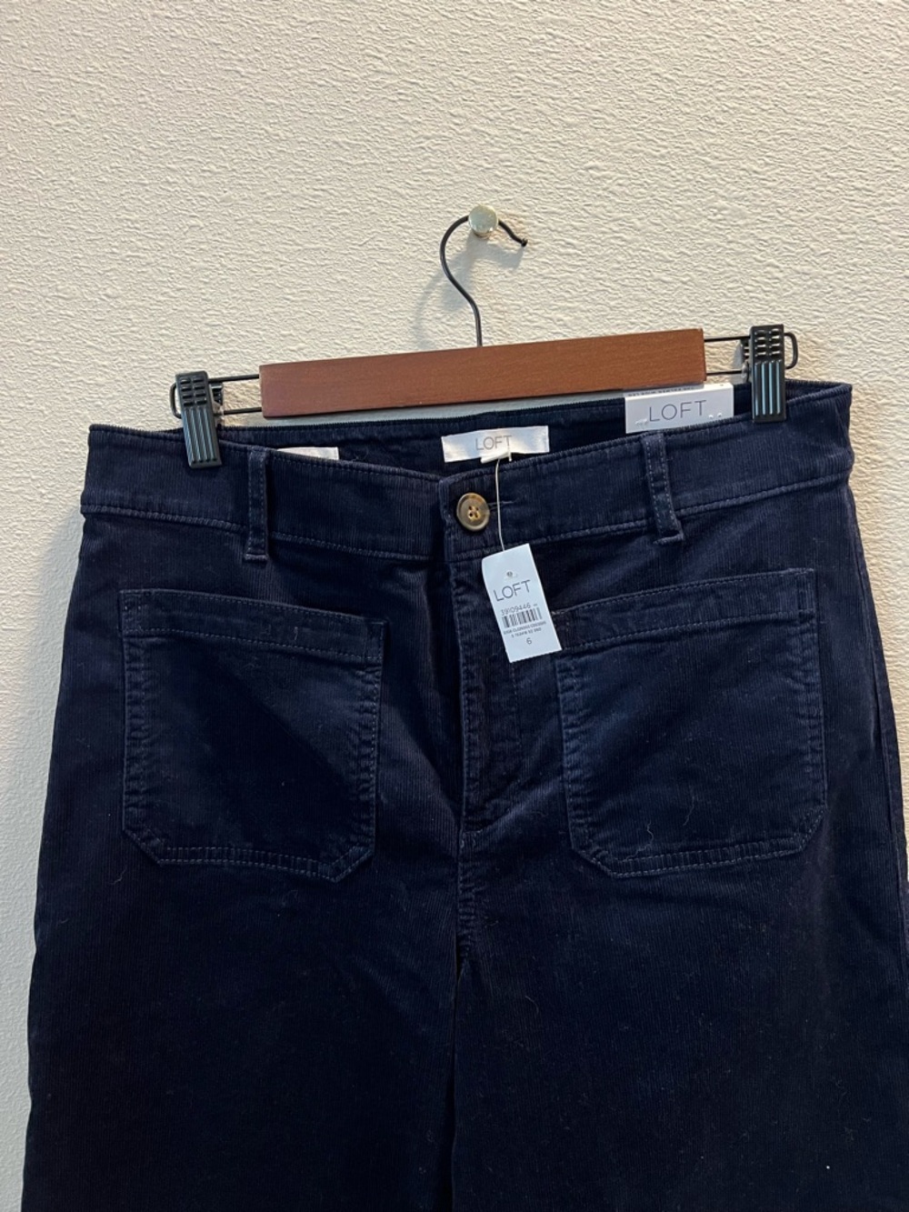 LOFT The Palmer Wide Leg High Rise Corduroy Pants in Navy - Picture 5 of 7